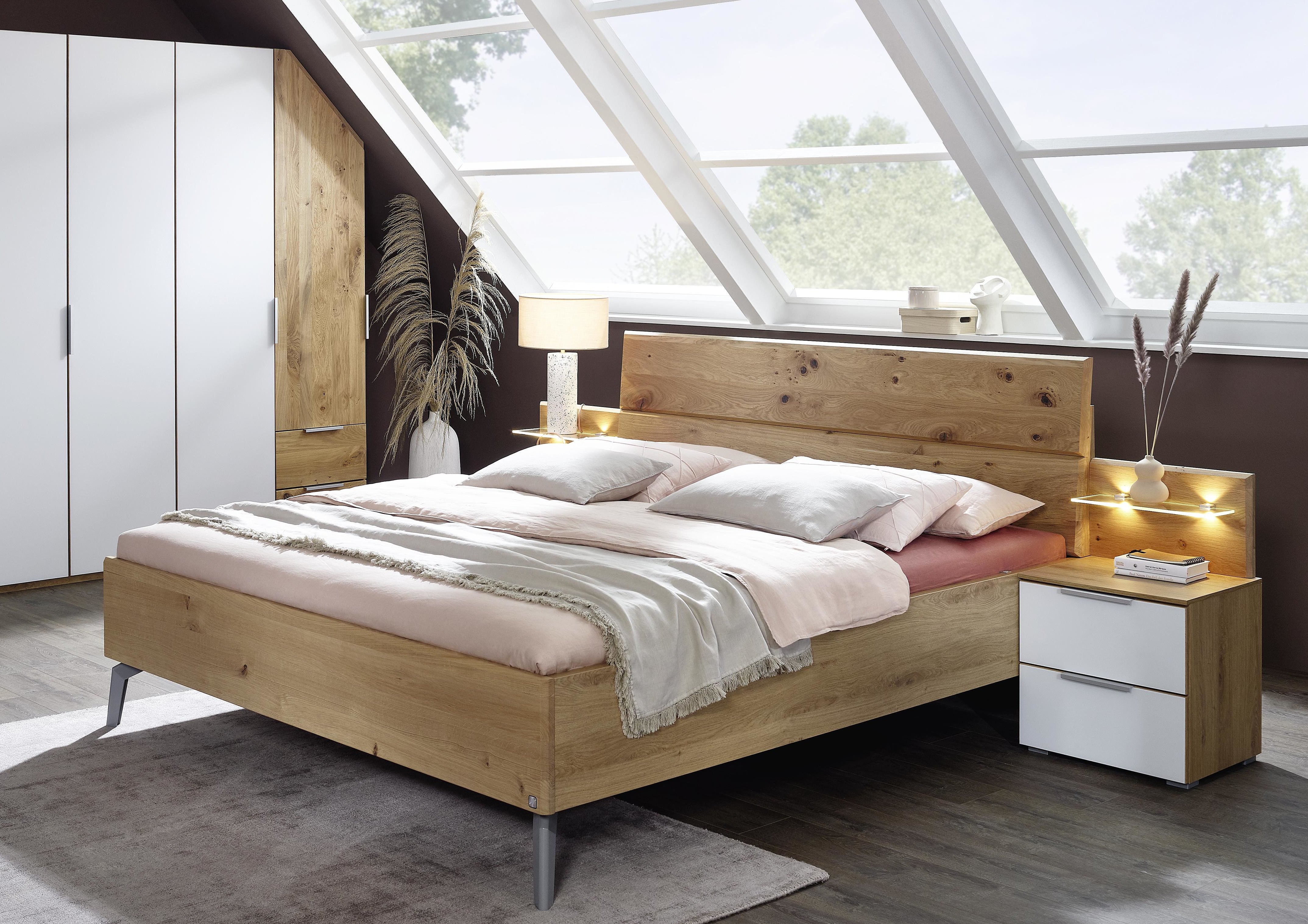 Wardrobe - Bed - Bedside table - Sloping roof
