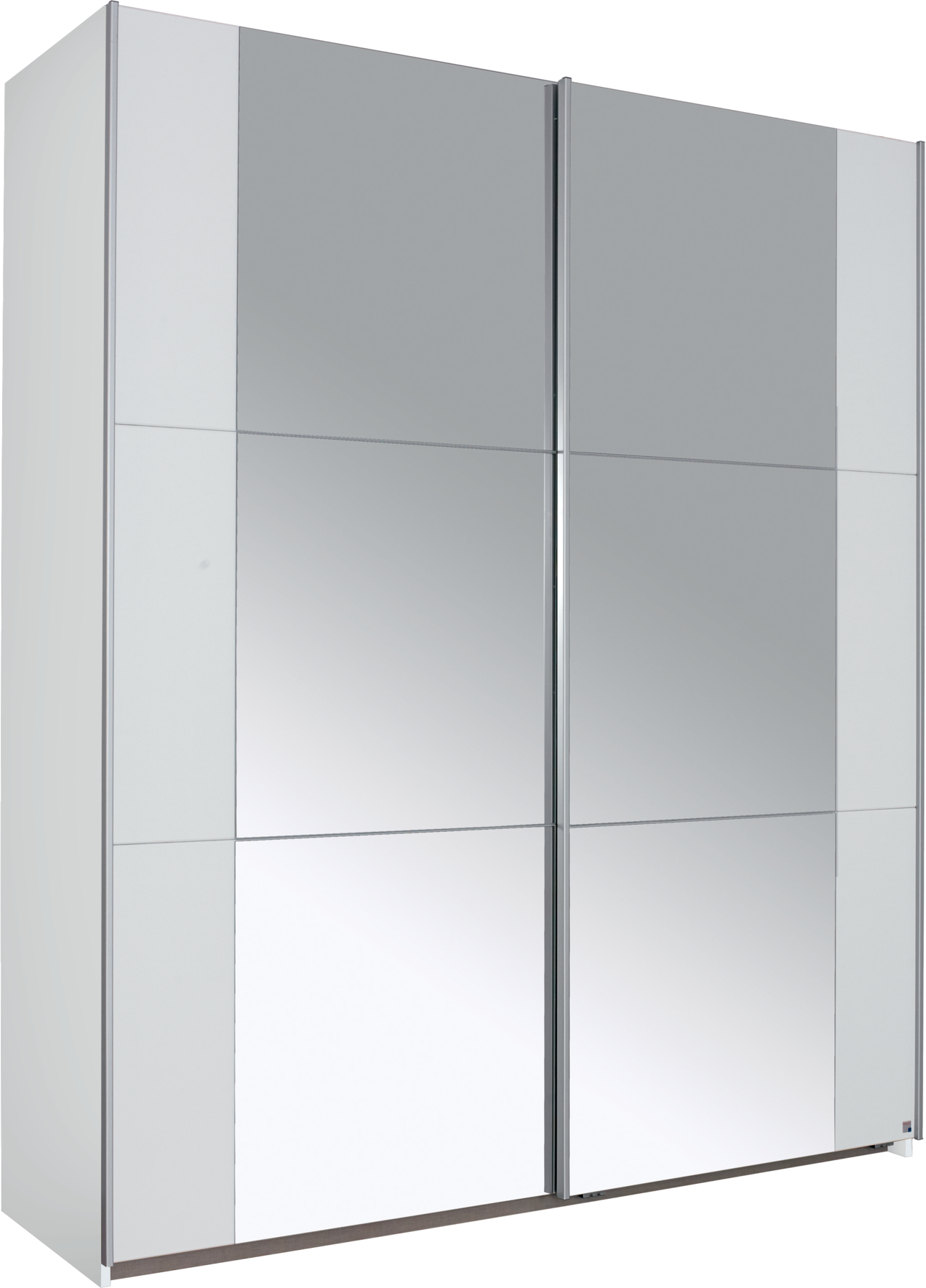 Schwebetürenschrank Kronach, 175x210x59, 2-türig, 2 Spiegeltüren,  Teilspiegelfront,