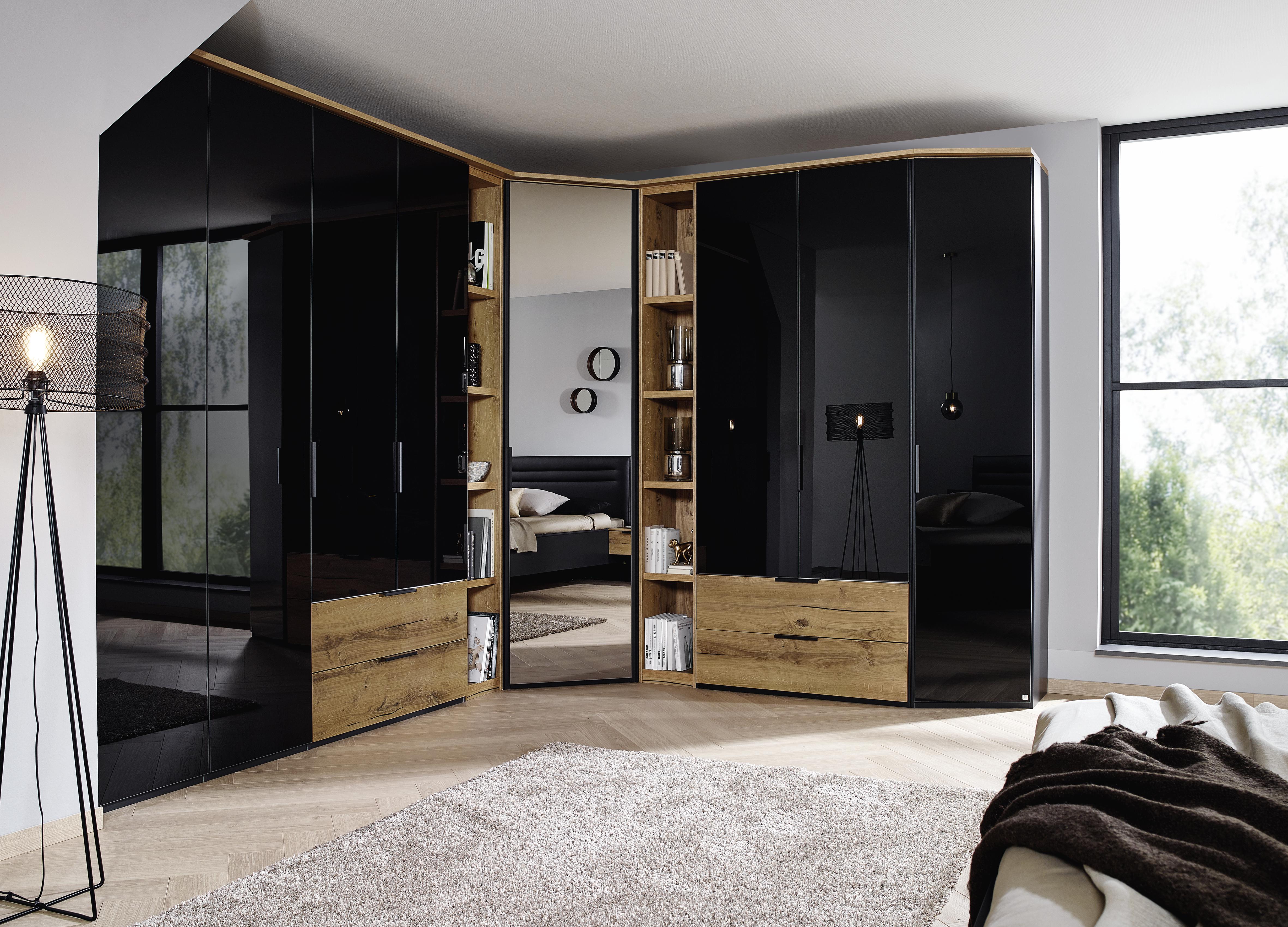 Corner wardrobe - Black - Sloping roof