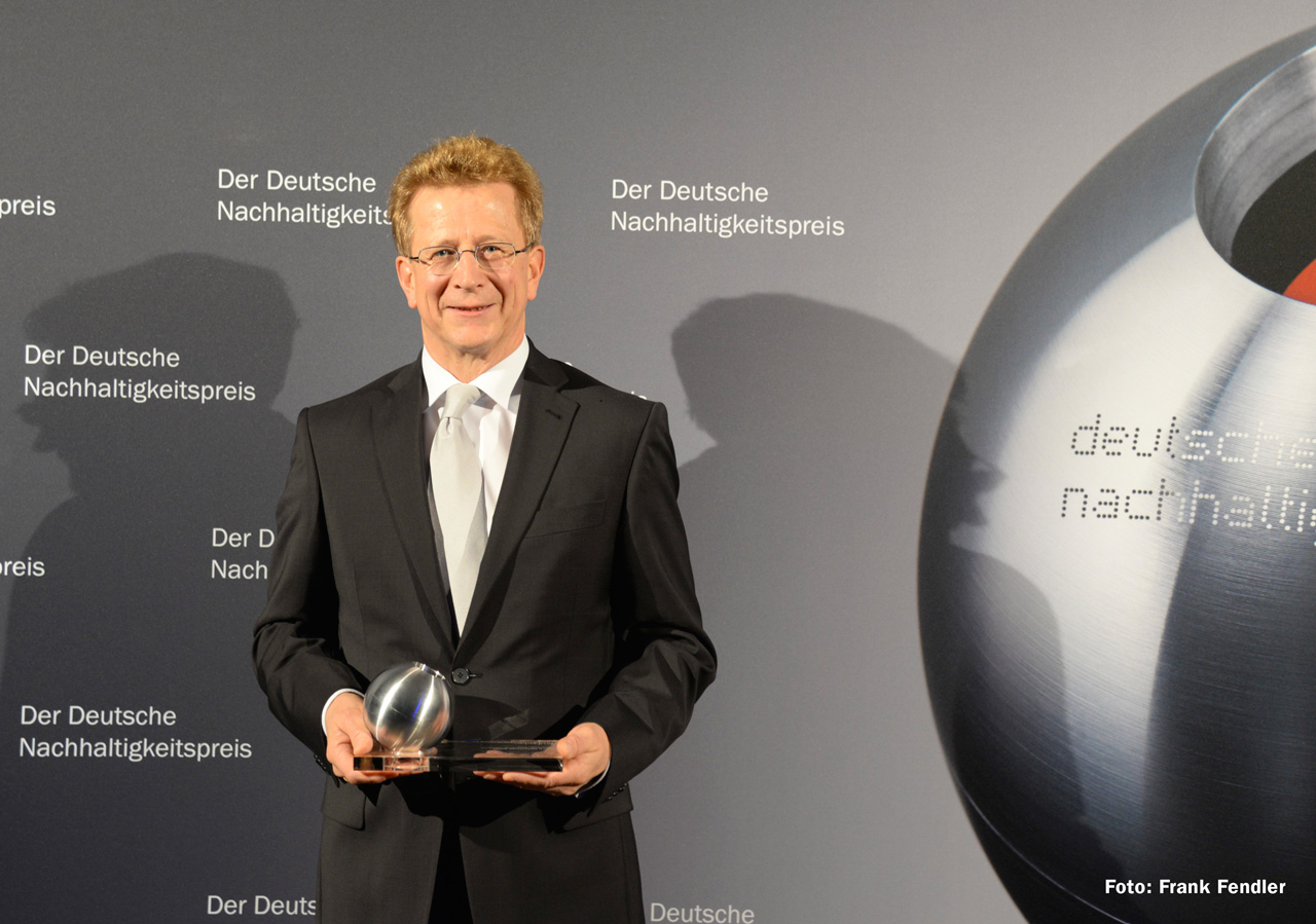 Michael Stiehl, rauch Möbelwerke, nach der Auszeichnung mit dem Deutschen Nachhaltigkeitspreis 2014.